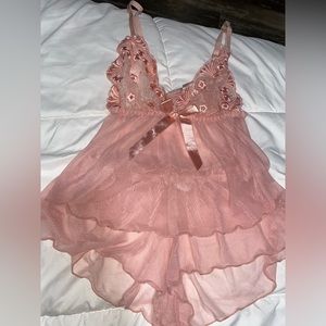pink babydoll lingerie set NWOT